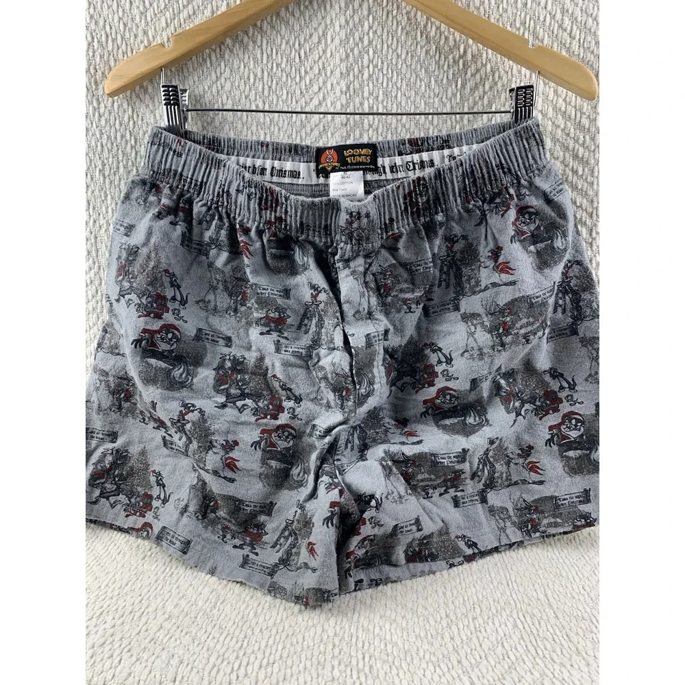 Vintage Looney Tunes Taz Boxers Men's Sz XL 40-42 Christmas Gray 2000 Y2K Cotton